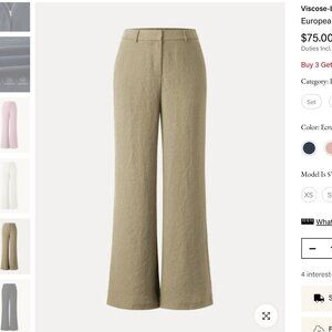 European Linen Mid Rise Flared Pant with Pockets - Ecru